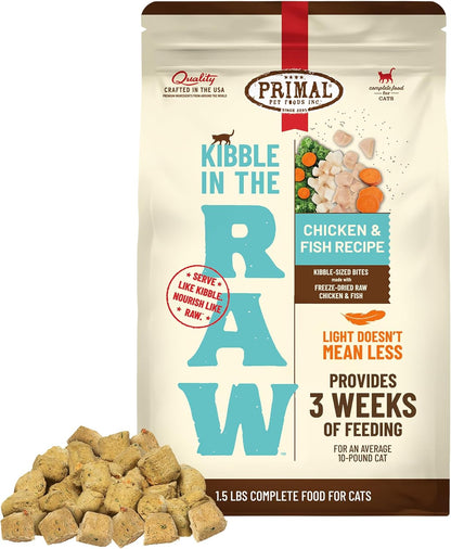 Primal Kibble in The Raw, Freeze Dried Cat Food, Chicken & Fish, Scoop & Serve, Made with Raw