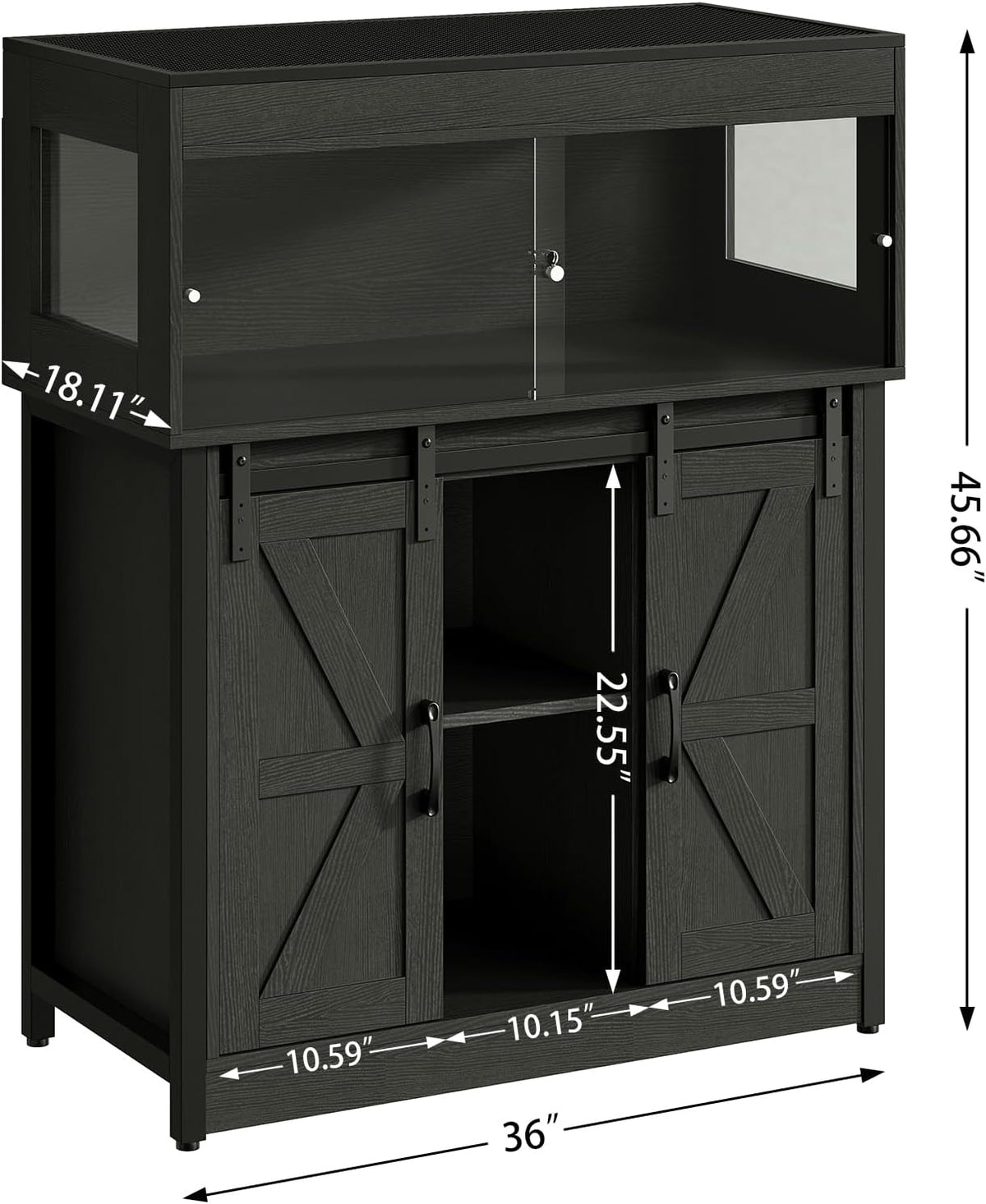 40 Gallon Reptile Terrarium with Stand, Reptile Tank with Barn Door and Storage, Vivarium with