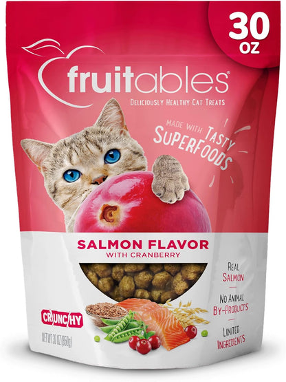 Fruitables Cat Treats Crunchy Salmon & Cranberry Cat Treats Healthy Low Calorie, High Protein