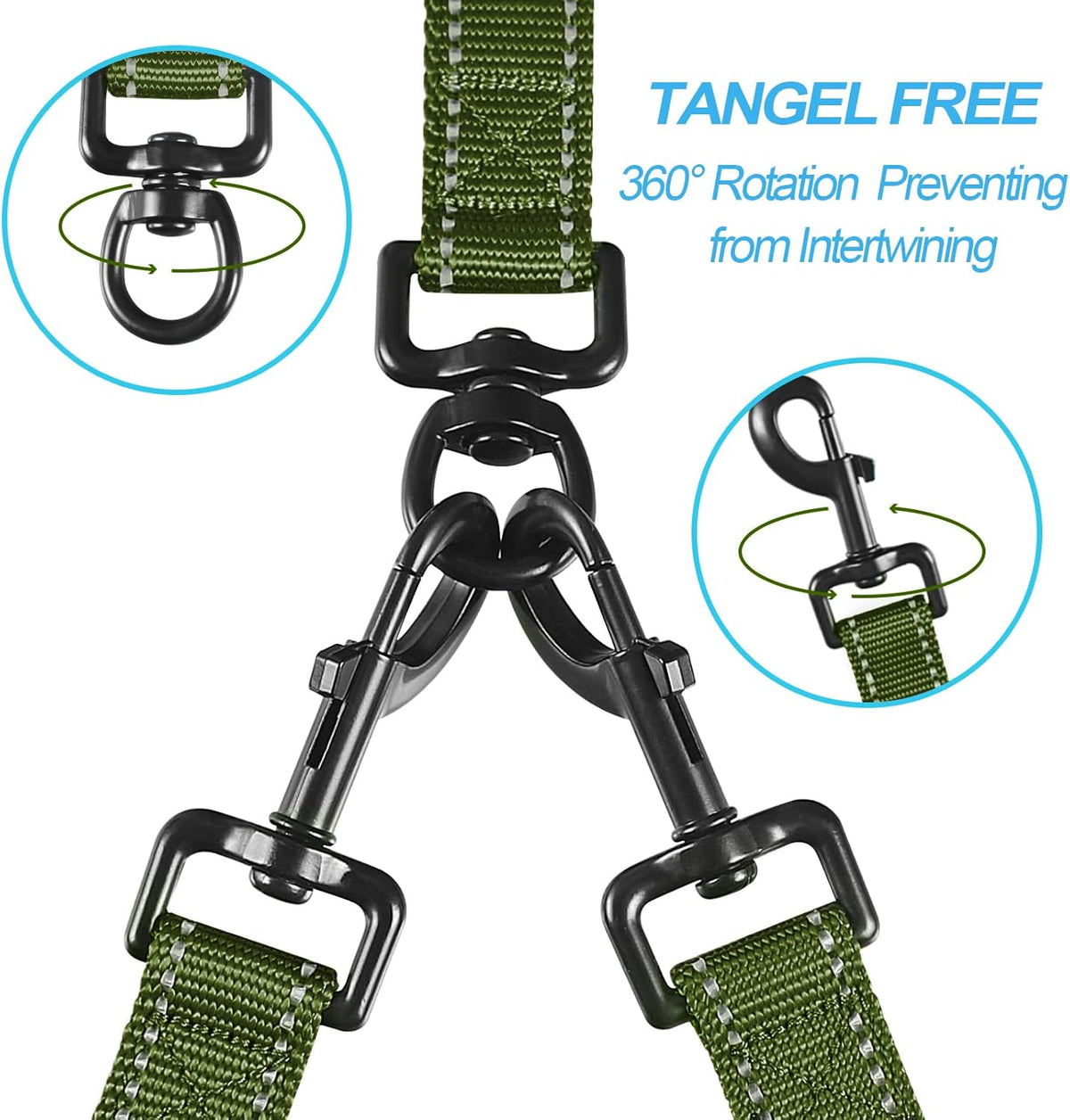 PetBonus Double Dog Leash, No Tangle Dual Leash, Reflective Walking Training Lead, 4 Comfortable