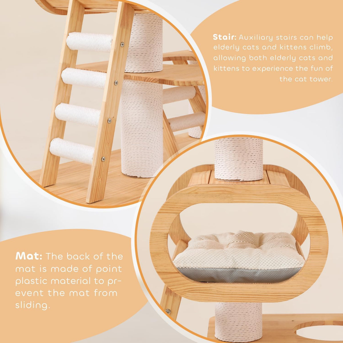 76.8'' Modern Cat Tree for Indoor Cats, Tall Wooden Cat Tower for Home Decoration, Multi-Level