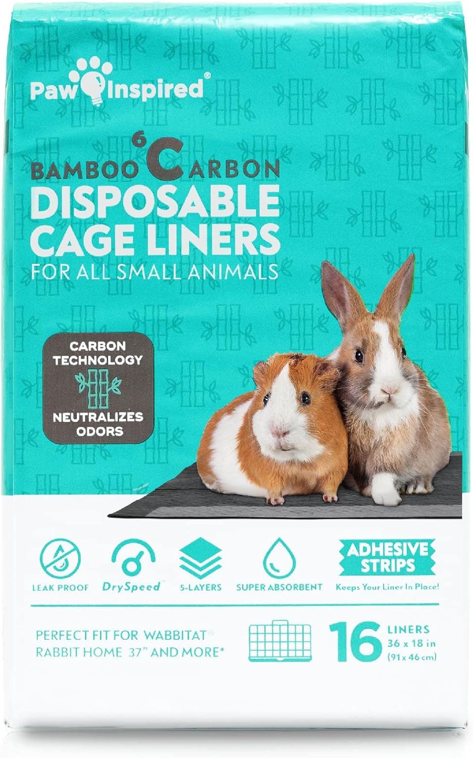 Paw Inspired Disposable Guinea Pig Cage Liners | Bamboo Charcoal Odor Controlling | Super Absorbent