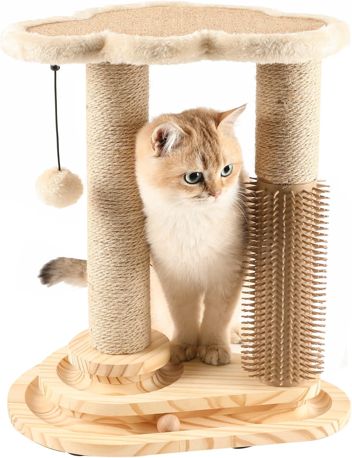 Made4Pets Cat Scratching Post, Cat Self Groomer for Indoor Cats, Cloud Soft Perch for Rest, 17.5"
