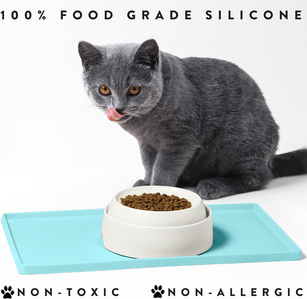 CatGuru Cat Food Mat, Small & Large Pet Feedingd Mat, 100% Waterproof Cat Mats for Food and Water