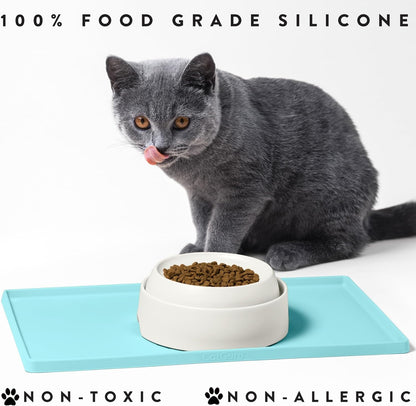 CatGuru Cat Food Mat, Small & Large Pet Feedingd Mat, 100% Waterproof Cat Mats for Food and Water
