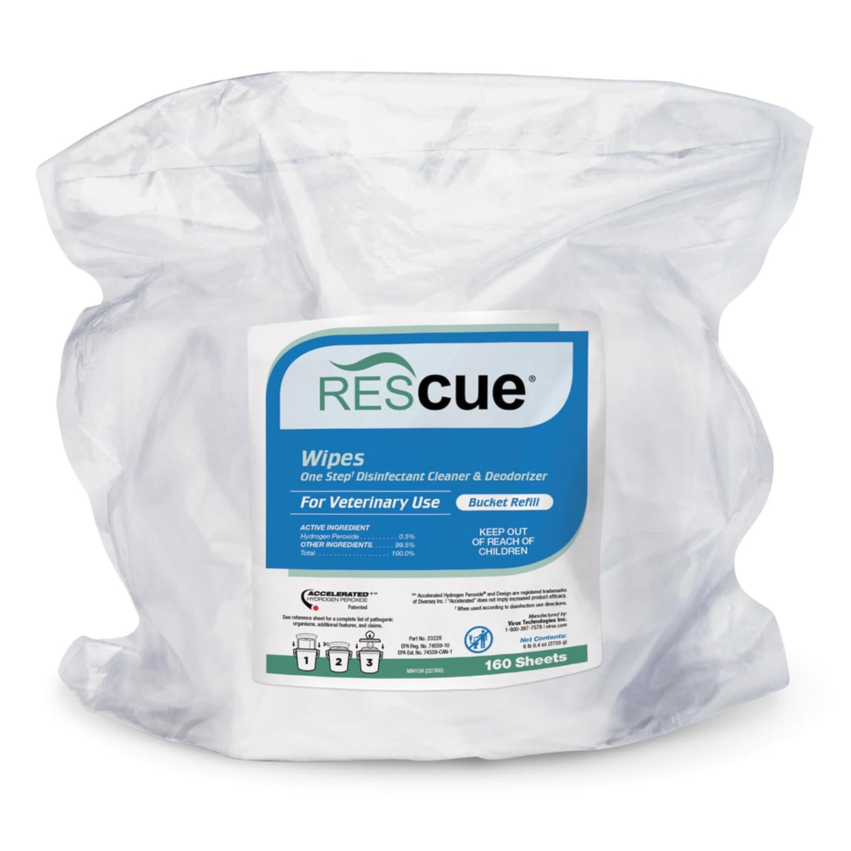 REScue One-Step Disinfectant Cleaner & Deodorizer Wipes for Vet Use – Cleaner for Kennels, Litter