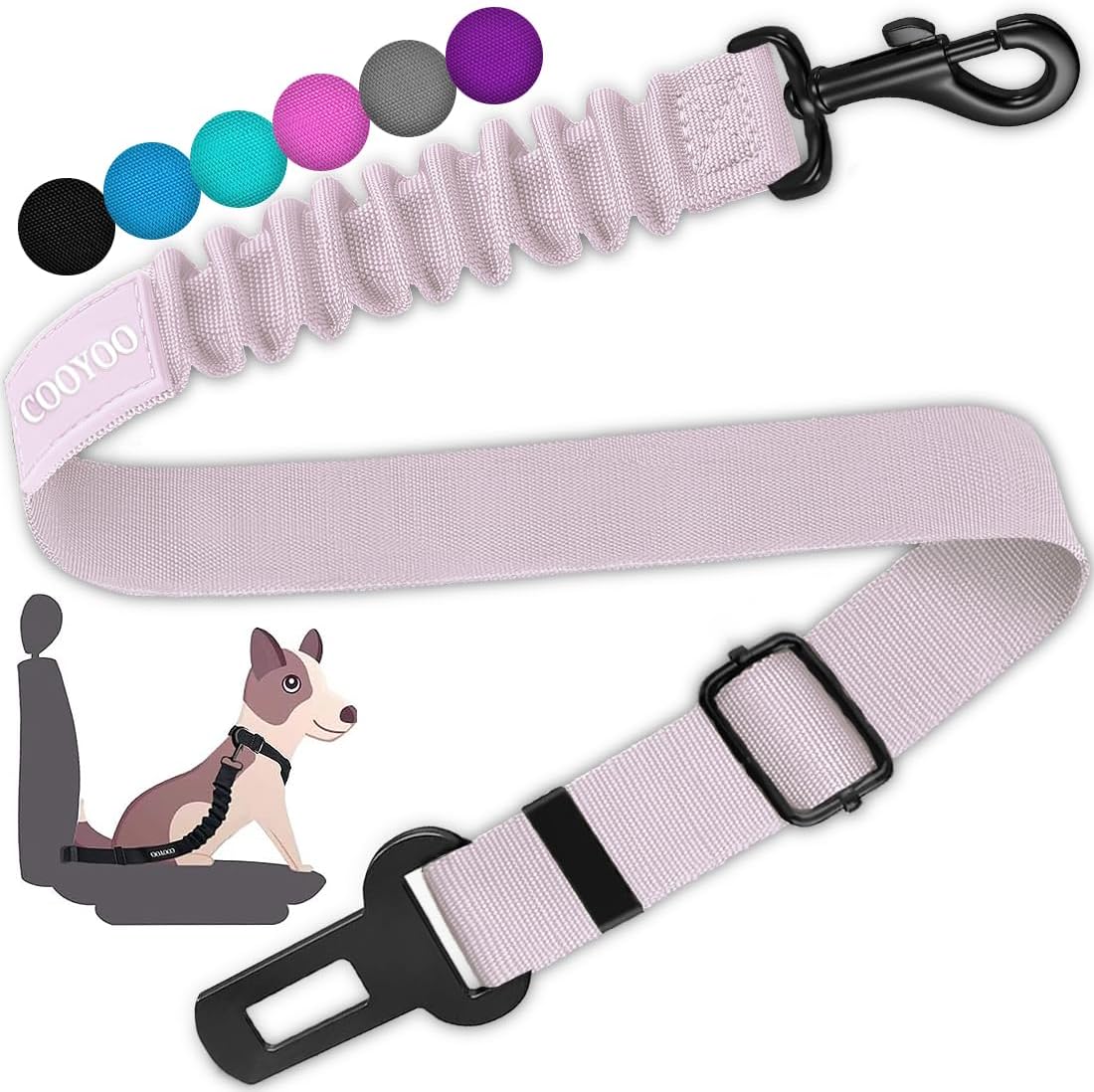 COOYOO Dog Seat Belt,Retractable Dog Car Harness Seat Belt for Car Adjustable Nylon Pet Safety Seat