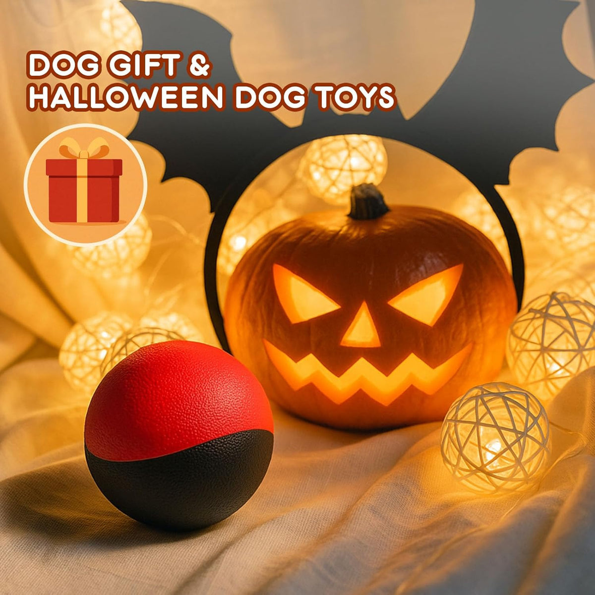 Interactive Squeaky Dog Toys Balls – Durable Rubber Dog Toy for Aggressive Chewers,High Bounce Dog