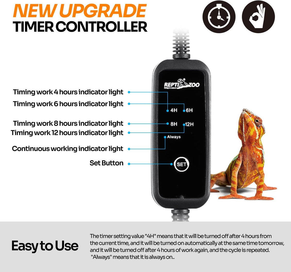 REPTI ZOO T5 HO UVB Lighting Combo Kit with Timer, Reptile Light Fixture Terrarium Hood Comes with