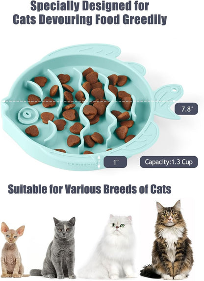 Coomazy 2-in-1 Silicone Slow Feeder Dog Cat Bowls, Lick Mat Interactive Puzzle Toy for Pets Dry/Wet
