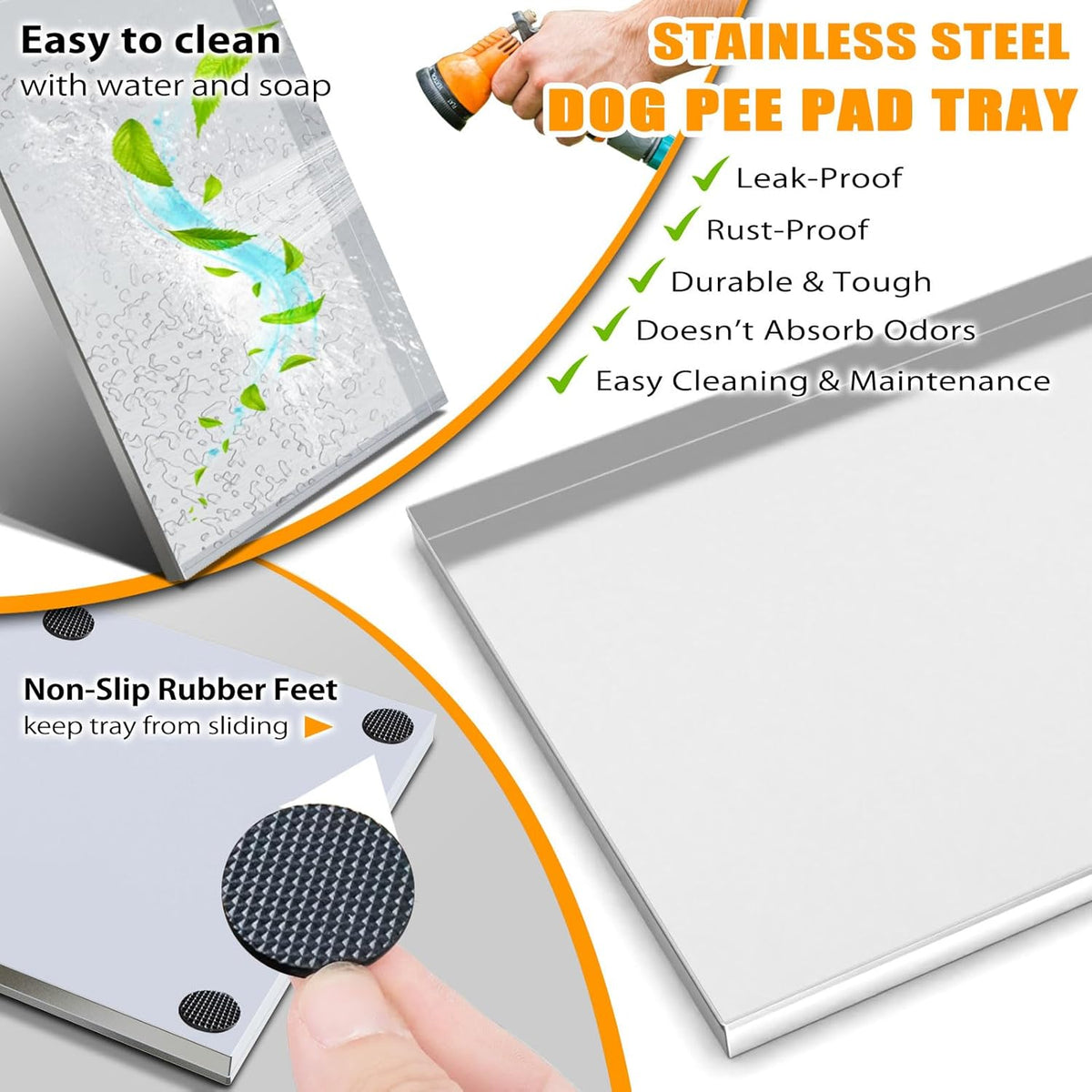 Dog Grass Pad with Tray, Stainless Steel Odor-Resistand Indoor Outdoor Potty System, Durable