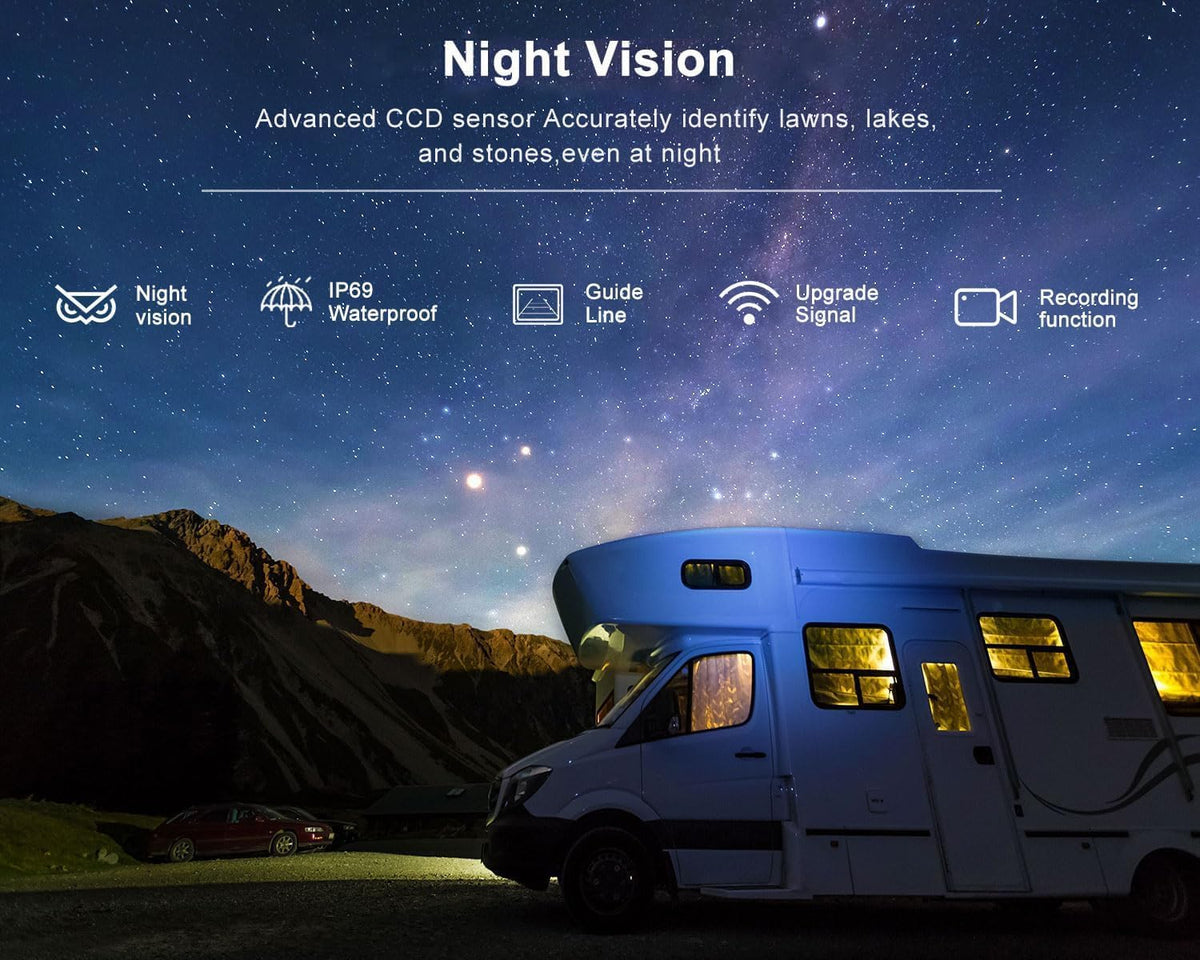 Wireless Backup Camera System with 7-Inch DVR Dual/Quad Split Touch Monitor, IP69 Waterproof HD