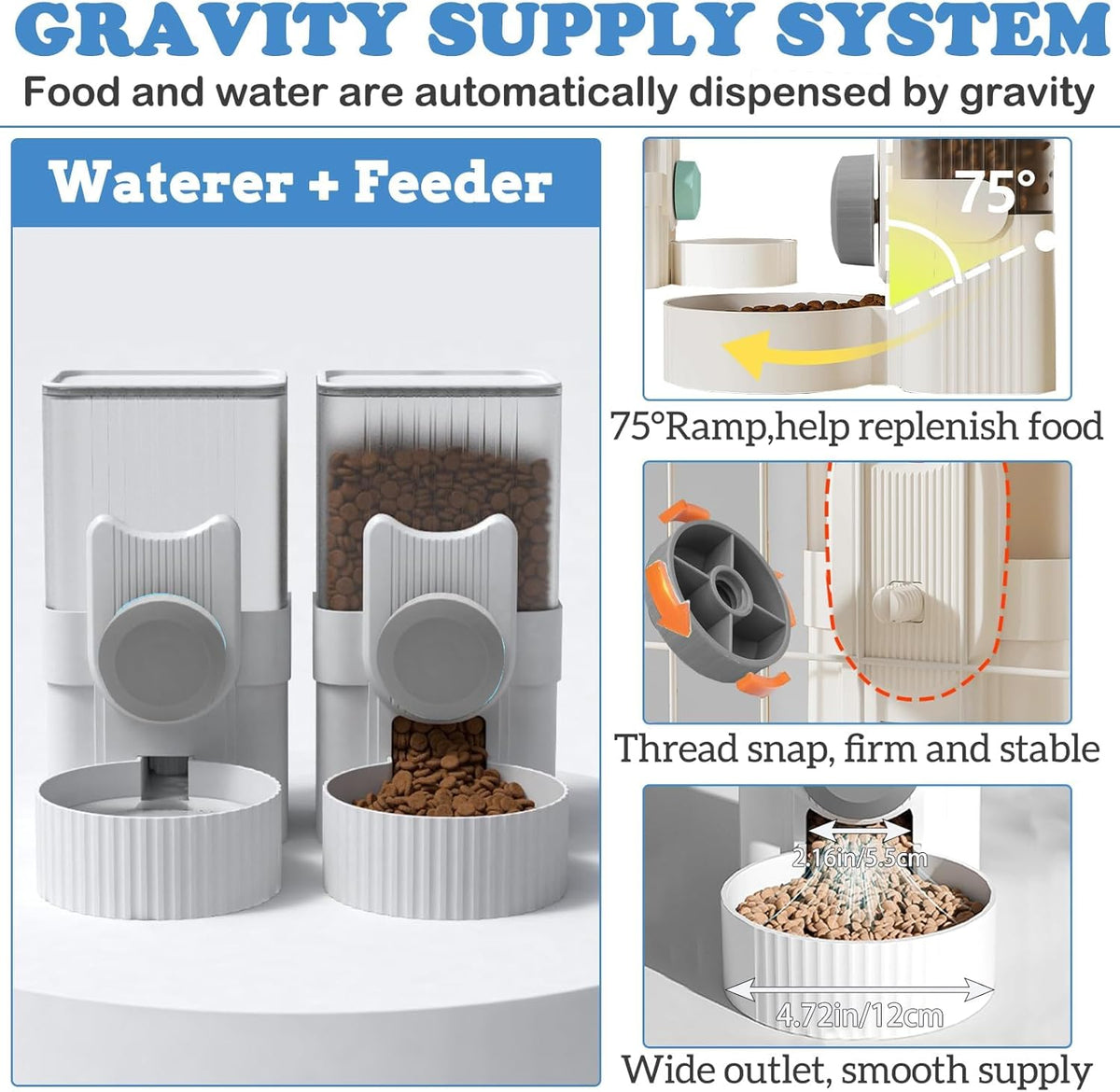 kathson Rabbit Gravity Auto Feeder Set 35oz Hanging Automatic Food Water Dispenser Cage Automatic