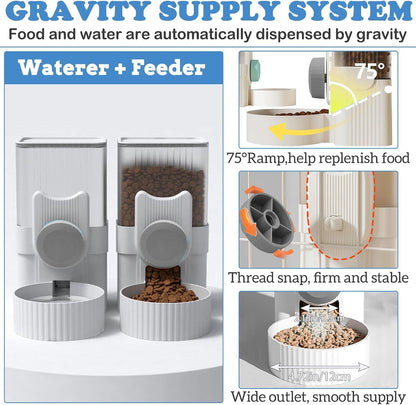 kathson Rabbit Gravity Auto Feeder Set 35oz Hanging Automatic Food Water Dispenser Cage Automatic