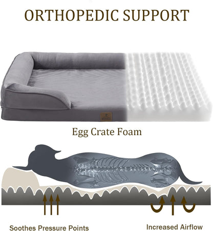 Bedfolks Orthopedic Dog Bed, Big Waterproof Dog Sofa Bed for Large Dogs, Egg Foam Pet Couch Bed