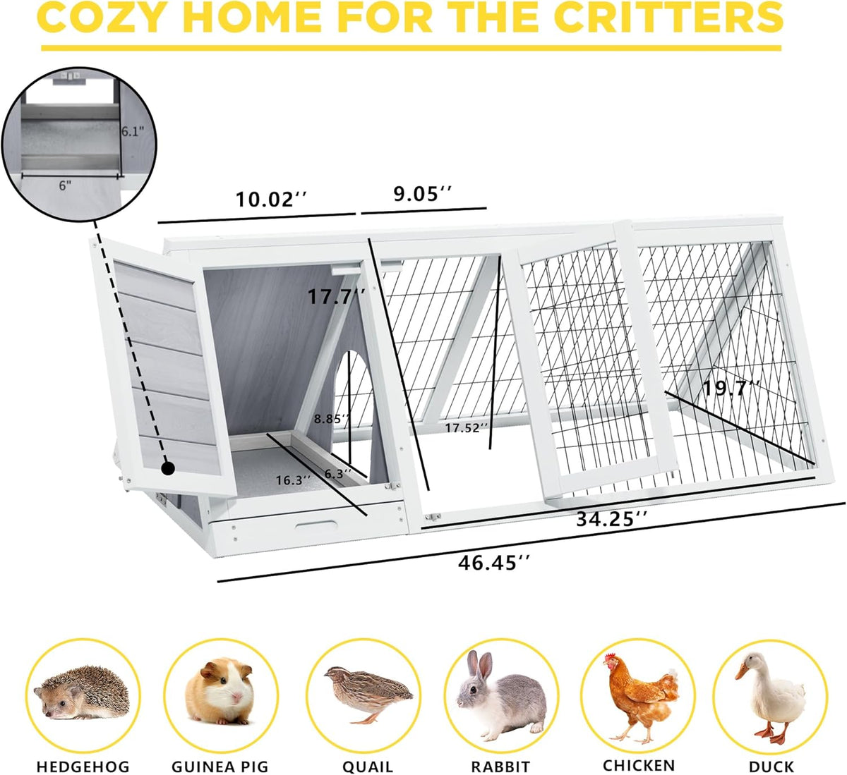 Quail Cages,Wooden Chicken Coop,Nesting Boxes for Chickens,Brooder Box Indoor Outdoor,A-Frame