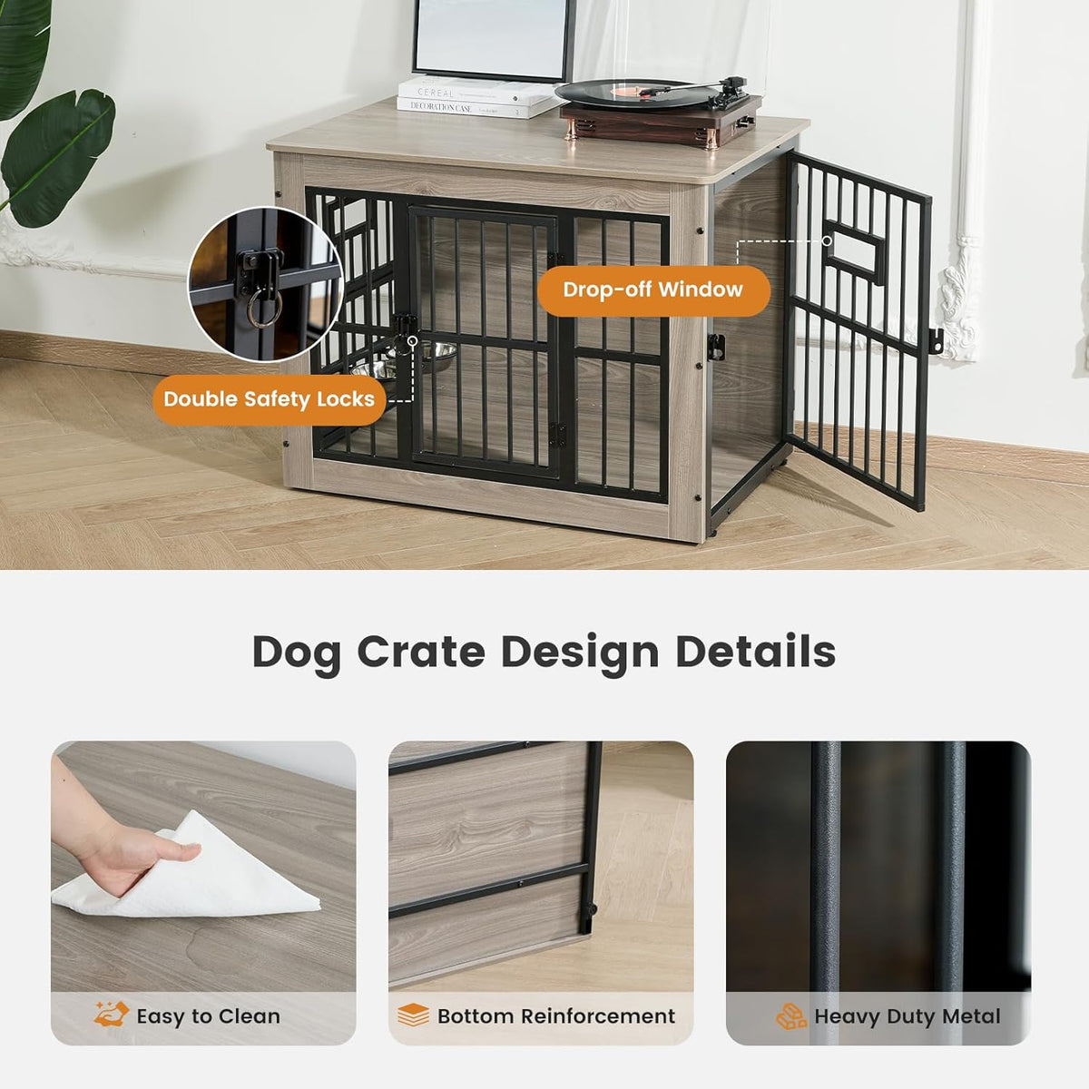 Gardner Pet Dog Crate Furniture for Small Dog, 27.2 Inches Dog Kennel Indoor, Wooden Dog Cage End