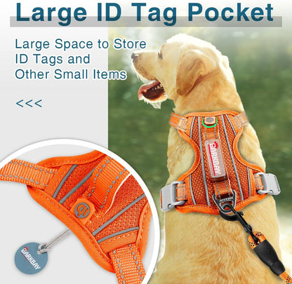 BARKBAY Dog Harness No Pull with ID Tag Pocket - Heavy Duty, Reflective, Easy Control for Large