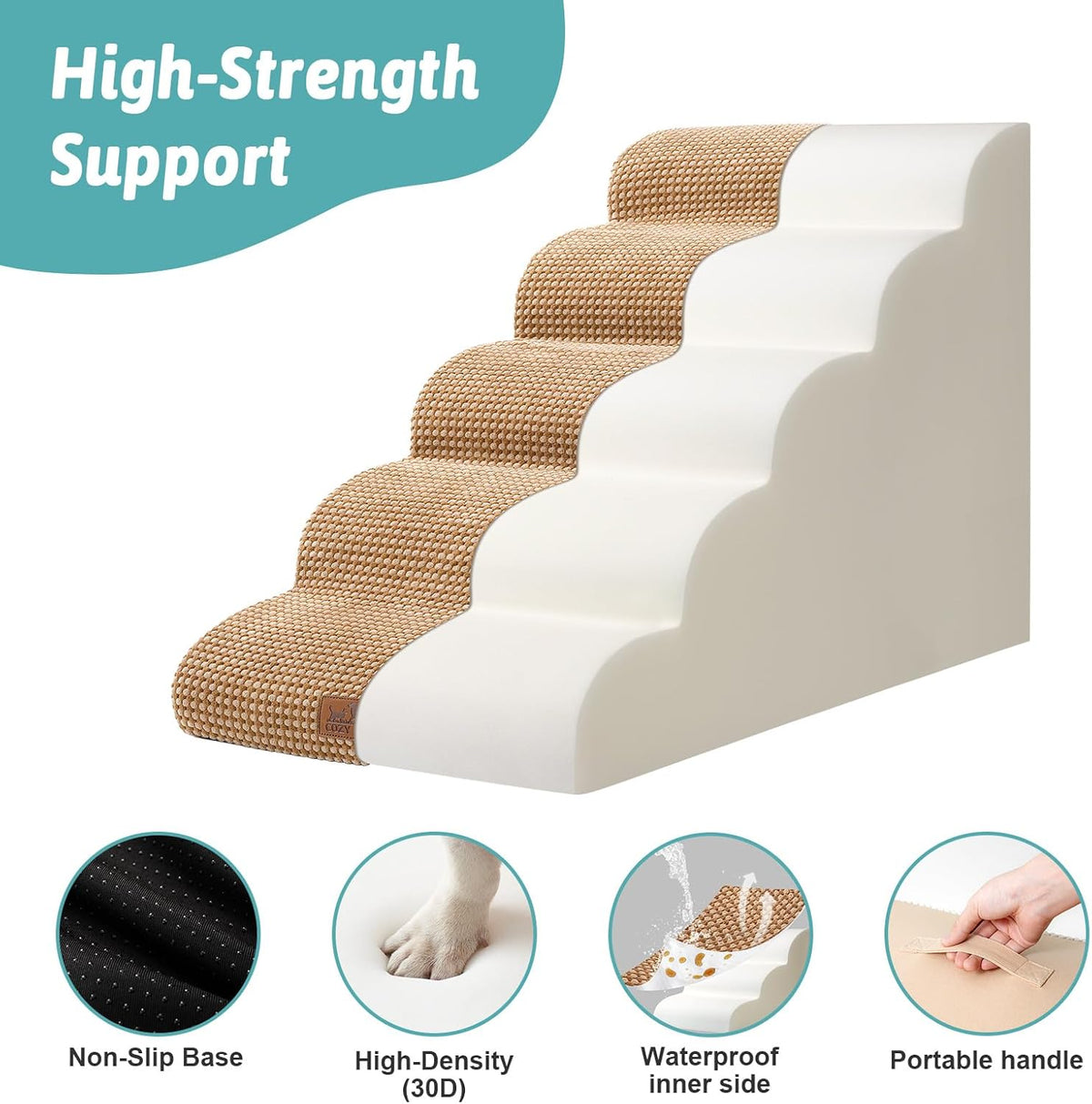 Extra Wide Dog Stairs 19.7" Width, Large Pet Step for Small Medium Dog, Puppy or Cat, Ramp for High