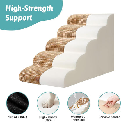 Extra Wide Dog Stairs 19.7" Width, Large Pet Step for Small Medium Dog, Puppy or Cat, Ramp for High