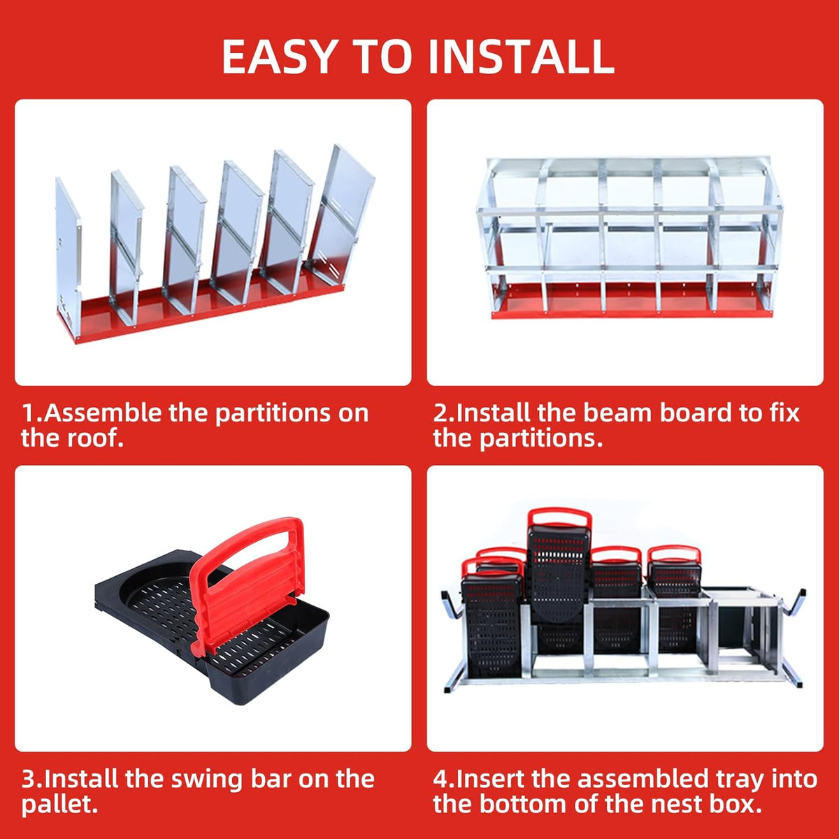 Chicken Nesting Box, 8 Hole 2 Layer Hen Nest Boxes with Legs, Roll Away Eggs Laying Boxes,Cleanable