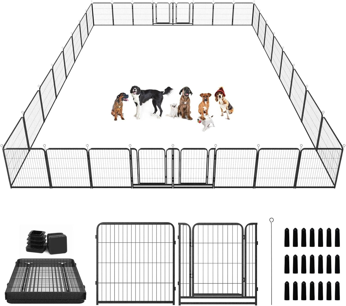Dog Playpen Outdoor Extra Wide 32 Panels Heavy Duty Dog Fence 32" Height Anti-Rust with Doors