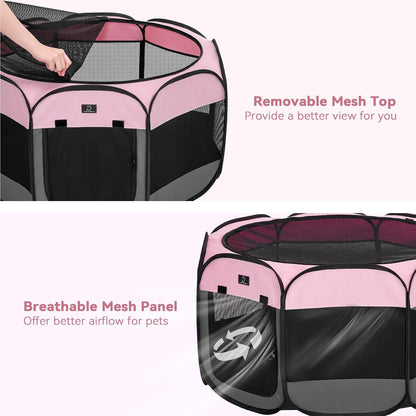 A4Pet Puppy Playpen Indoor, 39.5” Portable Pet Playpen with Bowl, Suitable for Puppies, Kittens