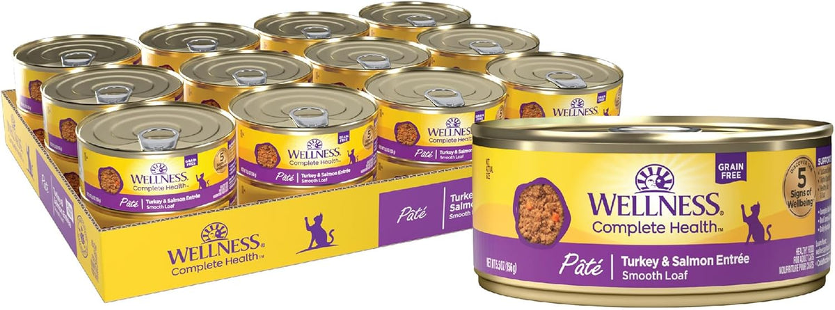 Wellness Complete Health Pate Adult Wet Cat Food, Natural, Protein-Rich, Grain Free, 5.5 Ounce, 24
