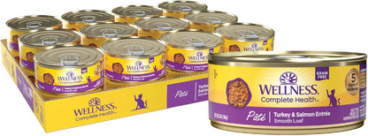 Wellness Complete Health Pate Adult Wet Cat Food, Natural, Protein-Rich, Grain Free, 5.5 Ounce, 24