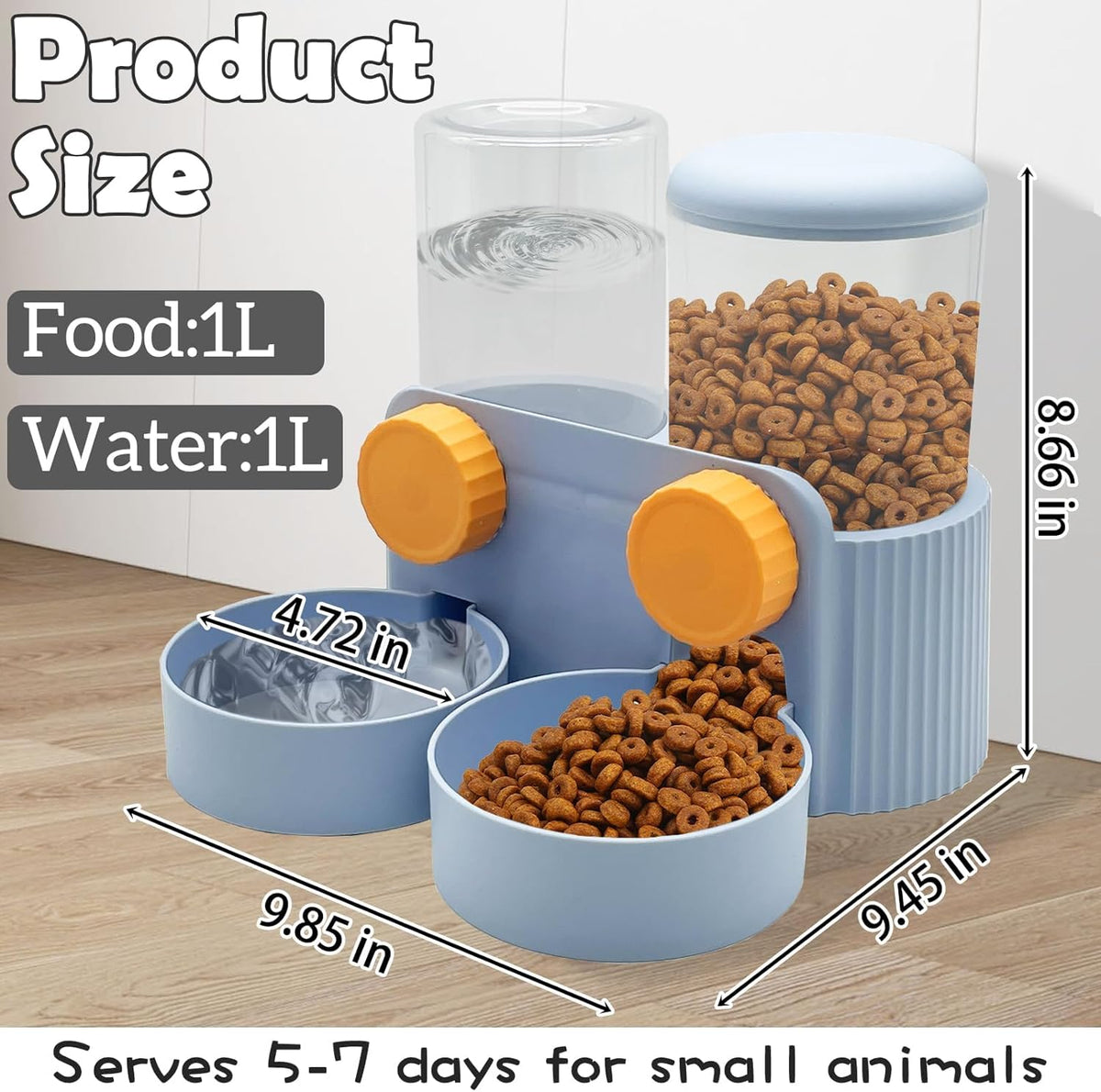 kathson Automatic Rabbit Food and Water Dispenser for Cage, Auto Gravity Bunny Feeder and Water Set