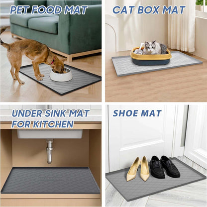 URMONA Large Dog Food Mat, 40" x 22" Pet Food Mat, Waterproof Dog Cat Food Mat with Raised Edges