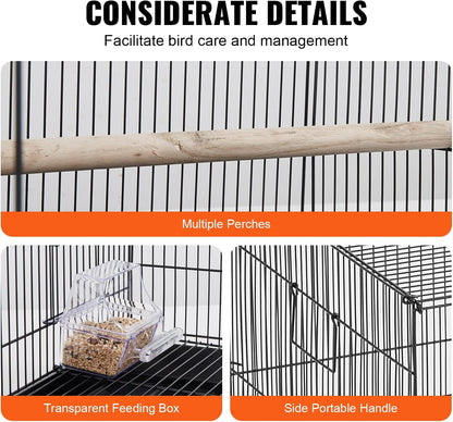 VEVOR 30 Inch Flight Bird Cage, Stackable Bird Cage Parakeet Cage with Slide-Out Tray and Handle