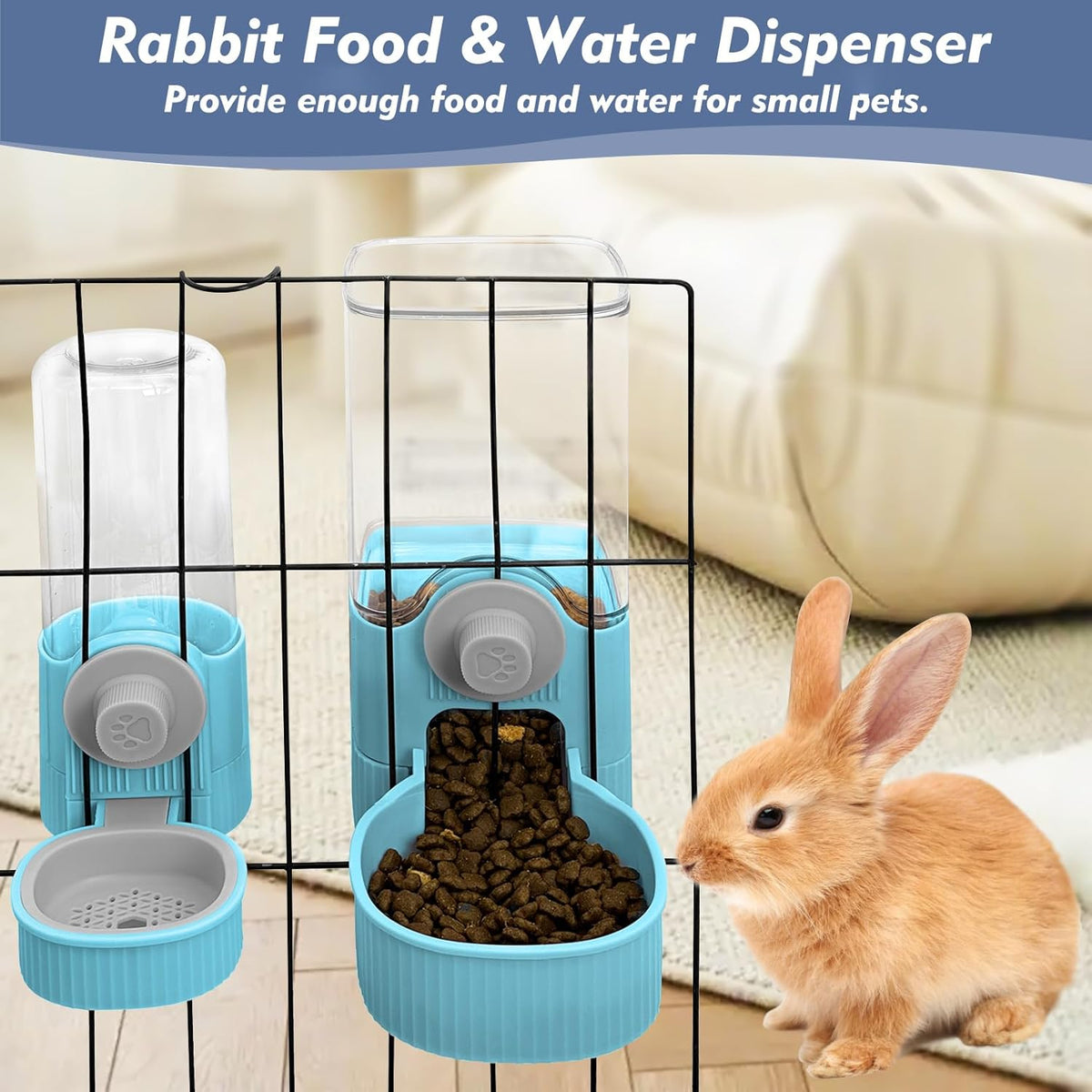 Fhiny Rabbit Water Bottle, 18oz Hanging Guinea Pig Water Bottle No Drip Gravity Bunny Water