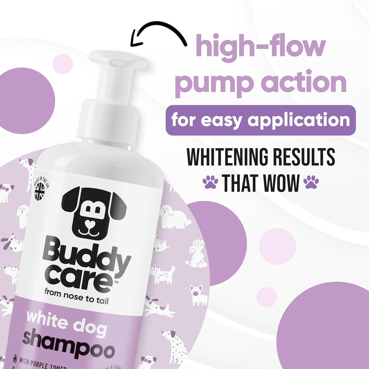 White Dog Shampoo by Buddycare (33.8oz) | Brightening and Whitening Shampoo for Dogs | Deep