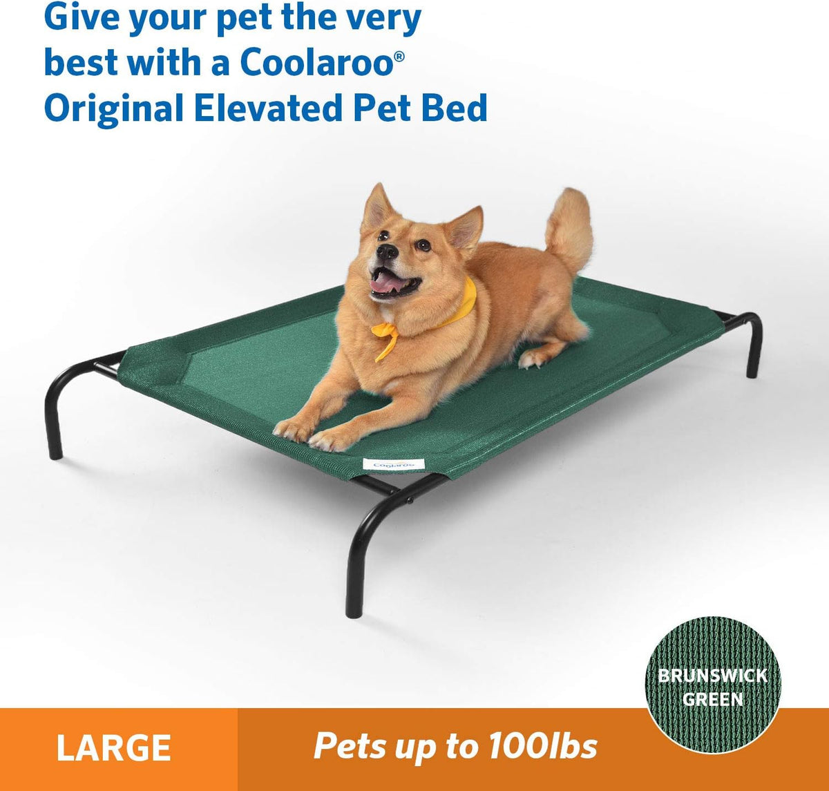 Gale Pacific Coolaroo The Original Cooling Elevated Dog Bed, Indoor and Outdoor, Large, Brunswick