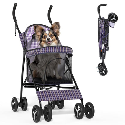 Magshion Compact Pet Stroller for Small-Medium Dogs/Cats up to 22lbs, 4-Wheel Lightweight Umbrella