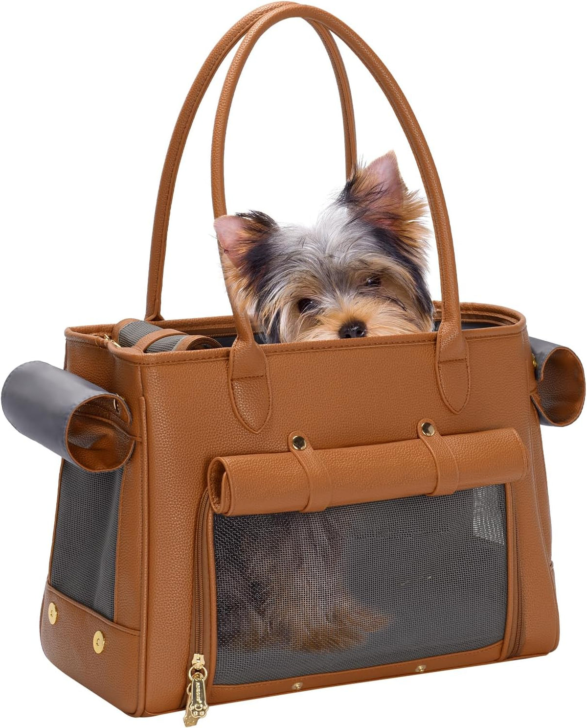 Fashion Pet Carrier Purse for Small Cat and Dog, Luxury Pu Soft-Sided Tote Bag with Large Pockets