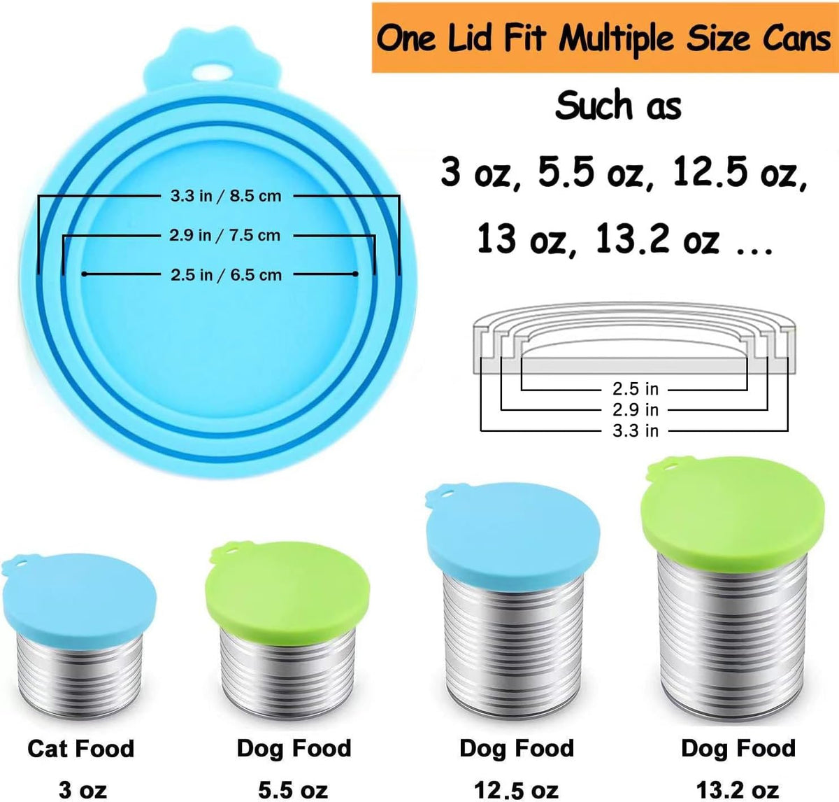 Comtim Pet Food Can Cover Silicone Can Lids for Dog and Cat Food(Universal Size,One fit 3 Standard