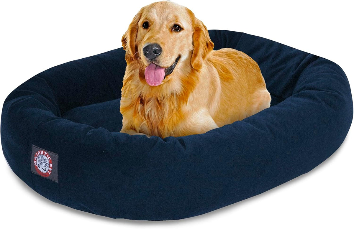 Majestic Pet 40 Inch Suede Calming Dog Bed Washable 40x29x9 (Inch) – Cozy Soft Round Donut Dog Bed