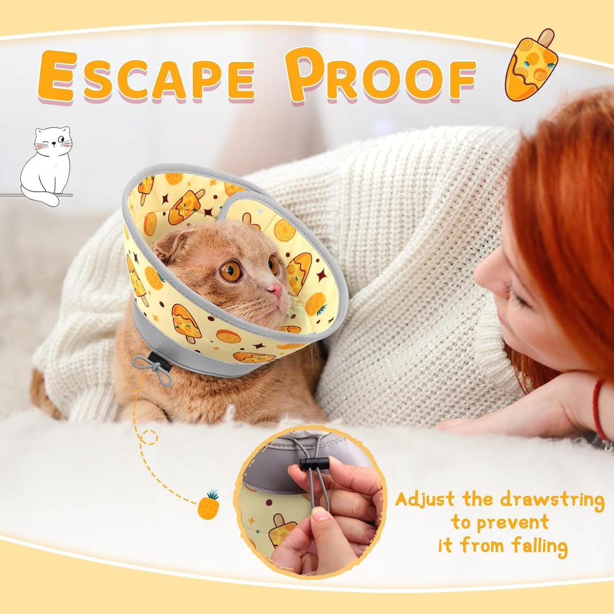 Cat Cone Collar Soft to Stop Licking, Adjustable, Foldable Lightweight Kitten Cones After Surgery