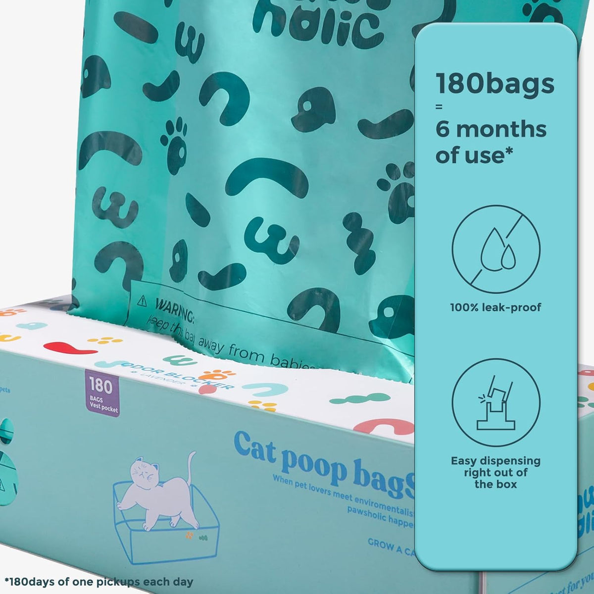 Poop Bags for Dog and Cat - Biodegradable 100% Leak-Proof Pet Waste Bags with Handle, 360 Count