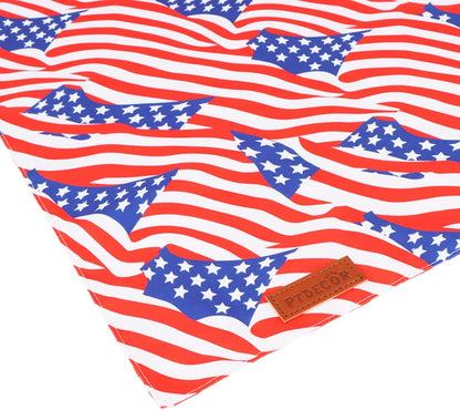 PTDECOR American Flag Dog Bandana 4th of July Dog Scarf Reversible Red Blue Patriotic Bandanas for