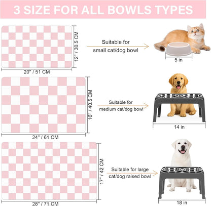 Checkered Dog Cat Feeding Mat, 17'' x 28'' Large Dog Food Mats, Absorbent Pet Feeding Mat for Food