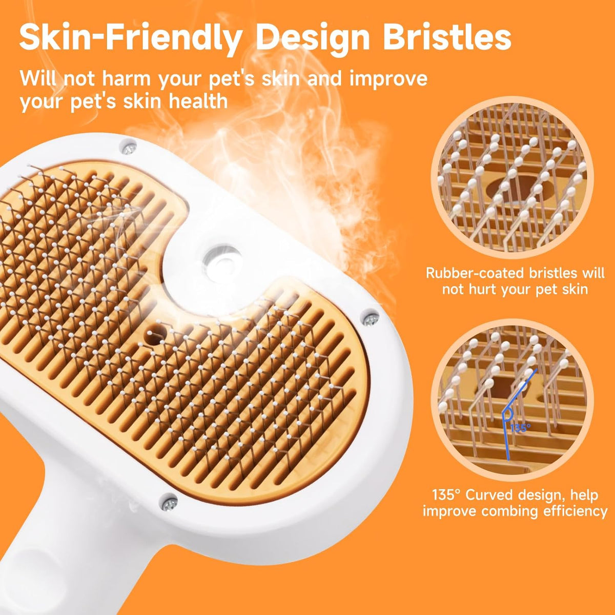 Pet Steam Brush for Dog & Cat – 3-in-1 Spray Hair Removal Comb – Steam for Shedding & Grooming