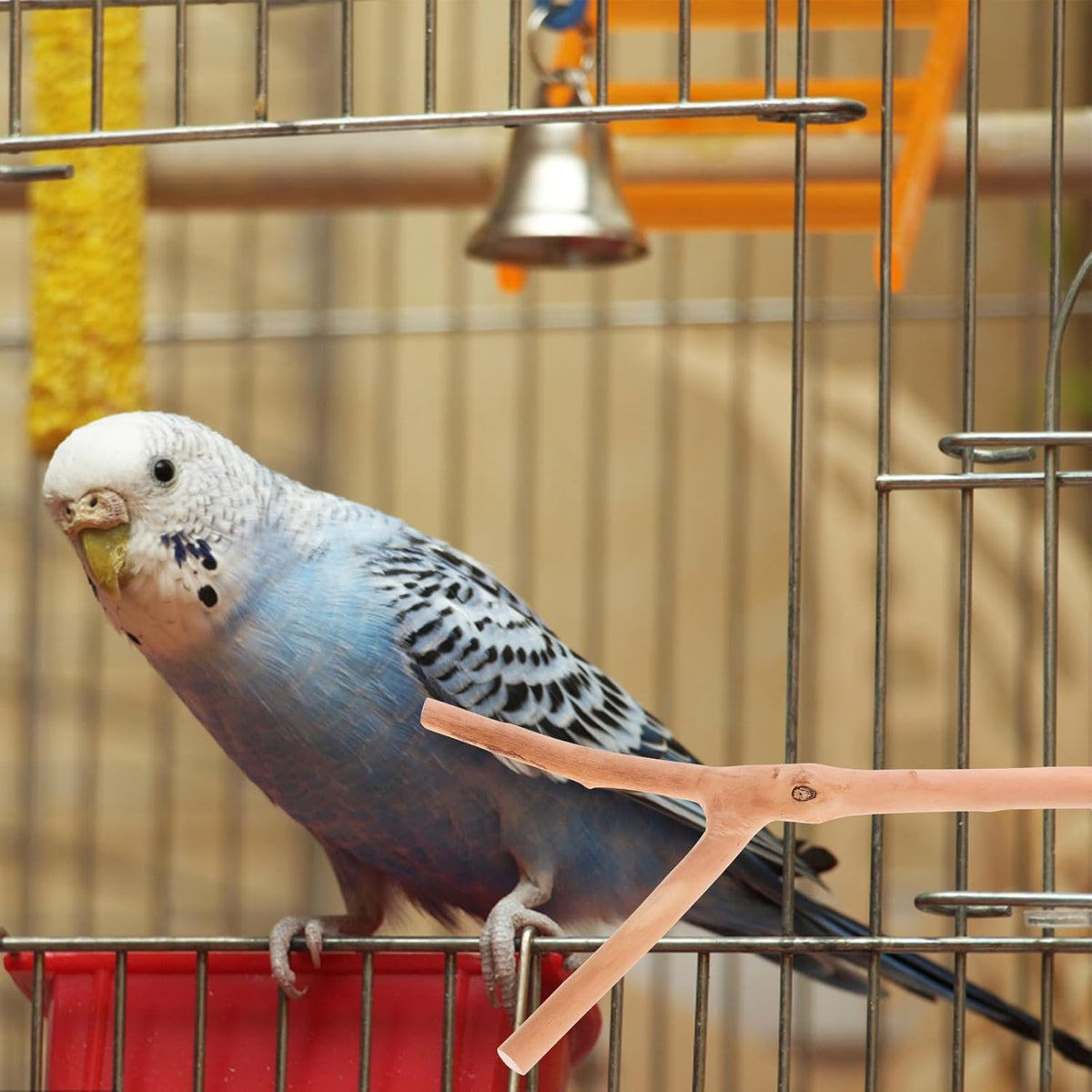 2pcs Bird Parrot Perch Stand Poles, Natural Wooden Parrot Perch for Cage, Branches Fork Rod for