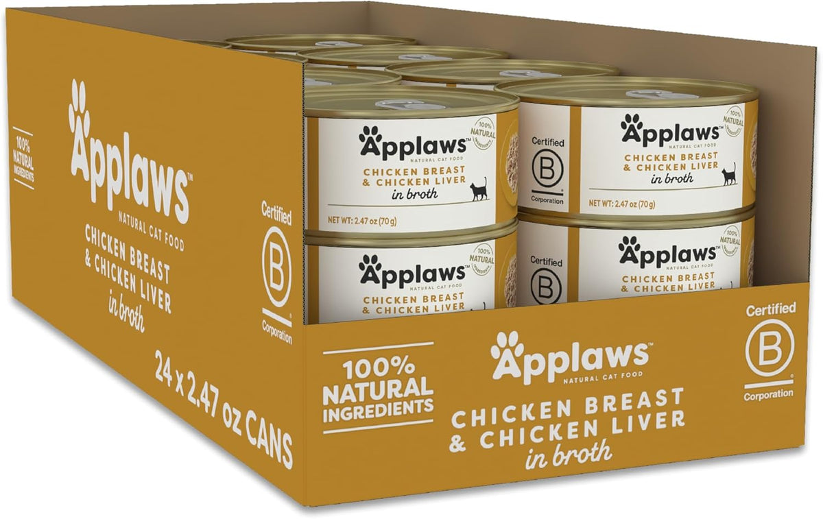 Applaws Natural Wet Cat Food in Broth, Limited Ingredient Canned Wet Cat Food, No Additives, Made