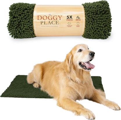 My Doggy Place Microfiber Dog Mat for Muddy Paws, 36" x 26" Chive - Absorbent and Quick-Drying Dog