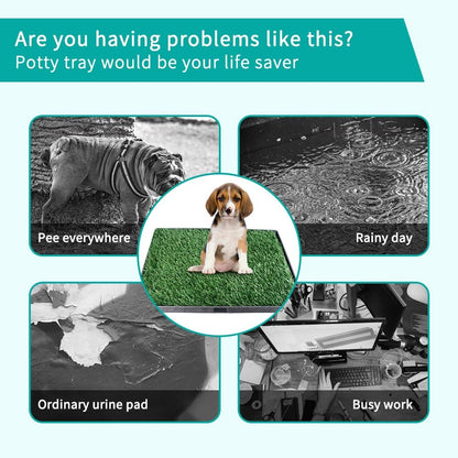35"X22.6" Dog Grass Pad with Tray - Indoor/Outdoor Artificial Turf Potty Training Mat for Large