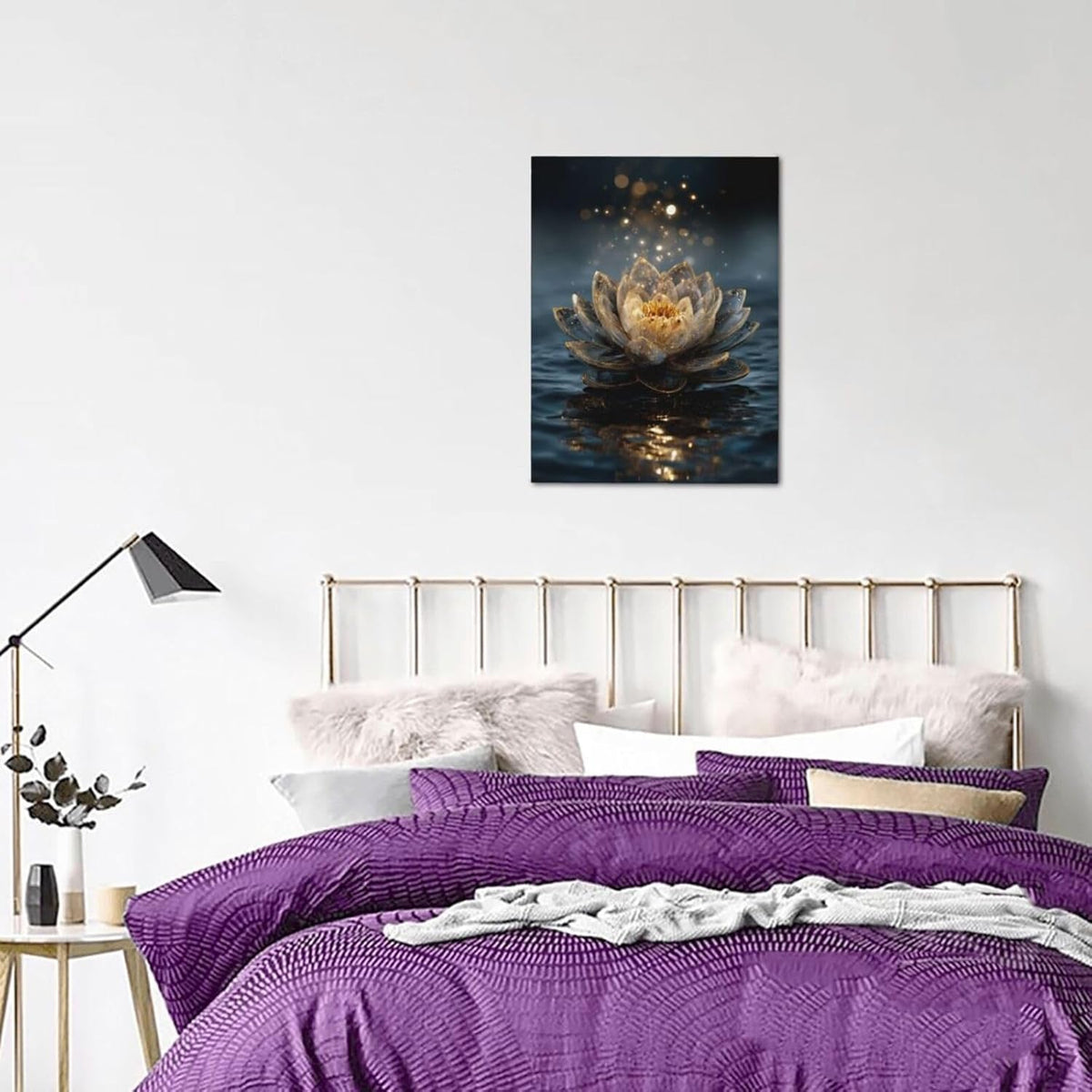 Zen Lotus Canvas Wall Art Mystical Lotus Bloom in Water Aesthetic Pictures Wall Decor Modern