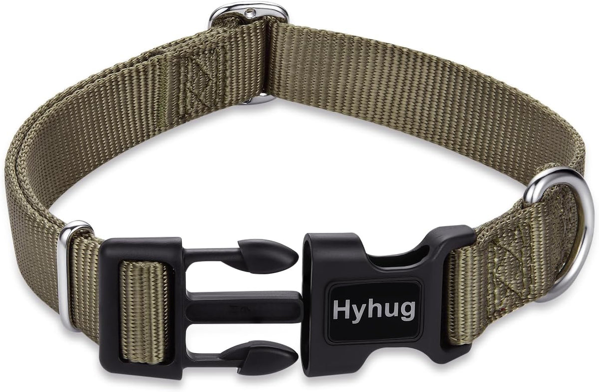 Hyhug Pets Classic Regular Heavy Duty Nylon Dog Basic Collar for Medium Dogs Daily Use Walking